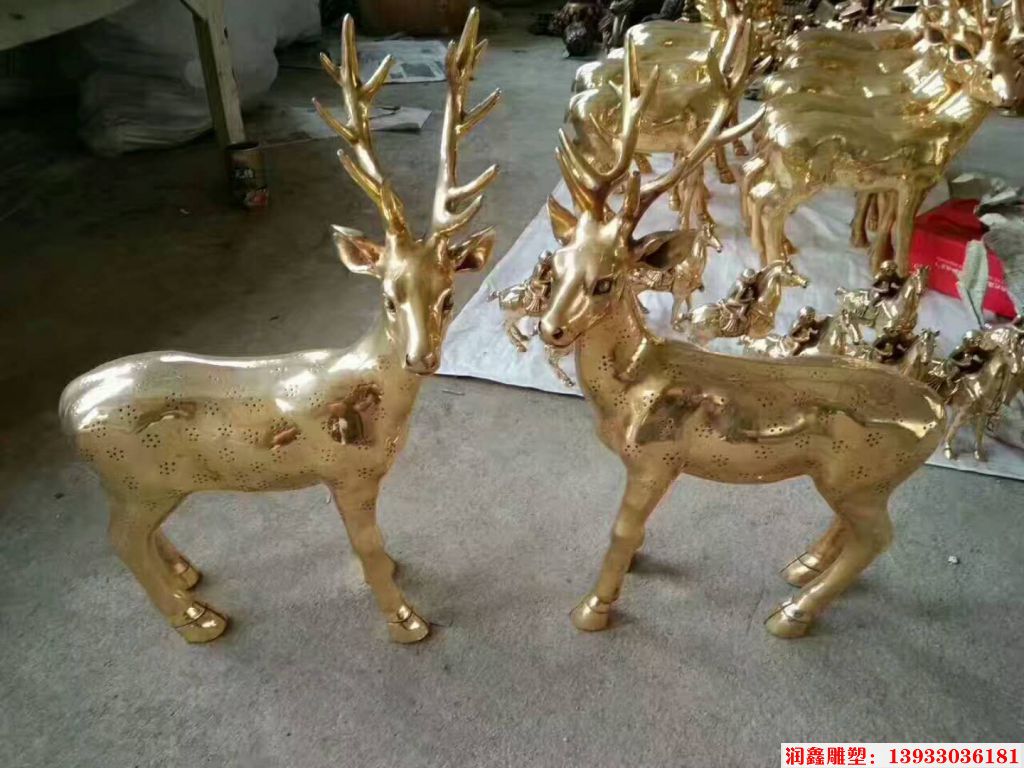 铜鹿雕塑 酒店开业摆件铜鹿 路路平安铜鹿雕塑